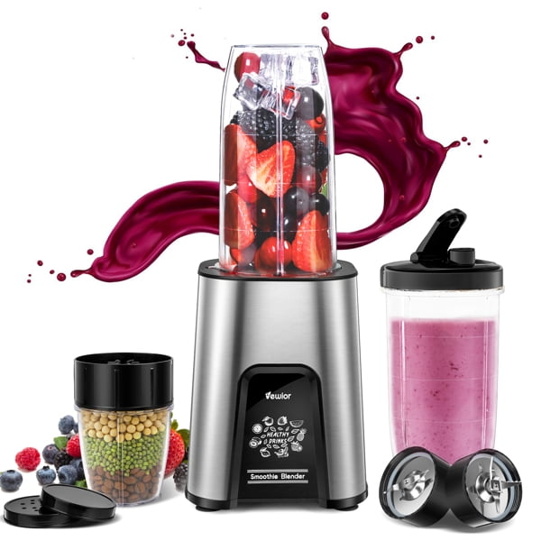 VEWIOR 1000W Smoothie Blender for and Smoothies, 11 Pieces Personal Blender for Kitchen, 2*23oz+10oz Blender Cups with To-Go Lids for Fruit Vegetables, Beans, Nuts, Spices - Walmart.com