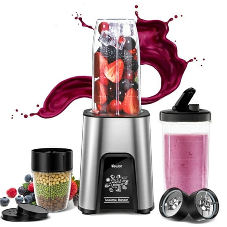 

VEWIOR 1000W Smoothie Blender for Shakes and Smoothies 11 Pieces Personal Blender for Kitchen 2*23oz+10oz Blender Cups with To-Go Lids for Fruit Vegetables Beans Nuts Spices