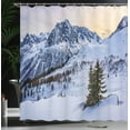 thumbnail image 4 of Ambesonne Nature Shower Curtain, Snowy Mountain Winter, 69"Wx84"L, White Green, 4 of 5