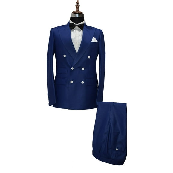 Men Royal Blue Two Piece Double-Breasted Suits