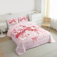 thumbnail image 3 of jejeloiu Kawaii Bowknot Ribbon Queen Comforter Set,Pink Cute Flower Bedding Comforter Set For Girls Teens Reversible 3 Pieces, 3 of 8