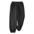 thumbnail image 7 of Fiaer,Women's V Crossover Waist Sweatpants Baggy Y2k Jogger Oversized Pants Wide Leg Fleeced Lounge Trousers with Pocket Black XXXL, 7 of 7