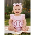 thumbnail image 4 of BemeyourBBs Newborn Baby Girl Boy Football Golf Baseball Outfit Cute Infant Spring Summer Clothes Bubble Rompers Flying Sleeve Soccer Ball Embroidery Cute Ruffle Jumpsuit Playsuit Headband, 4 of 9