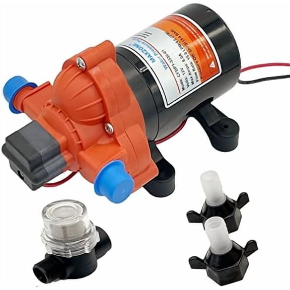 12V RV Fresh Water Diaphragm Pump 4.0 GPM 50PSI, On Demand Self-Priming for Boat Camper Sprayer