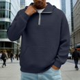 thumbnail image 6 of Mens Oversized Hoodies Pullover Quarter Zip Casaul Long Sleeve Waffle Knit Athletic Hooded Sweatshirt with Pocket, 6 of 9