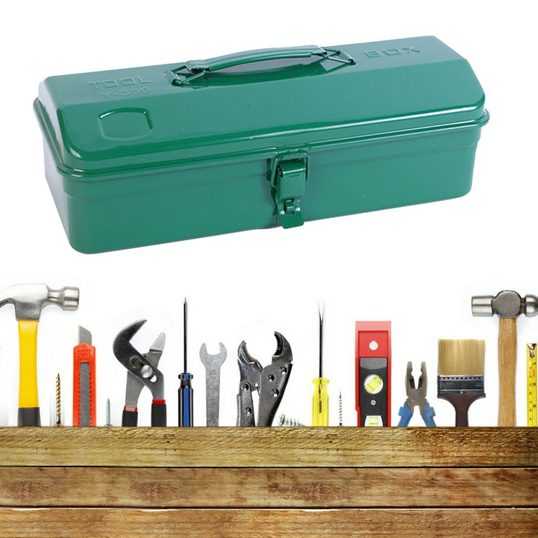 Metal Tool Box with Handle Tool Storage Container with Lock Latch  Multifunction Heavy Duty Tool Organizer Case for Home Garage Mens Gifts  35cmx11cmx14cm 