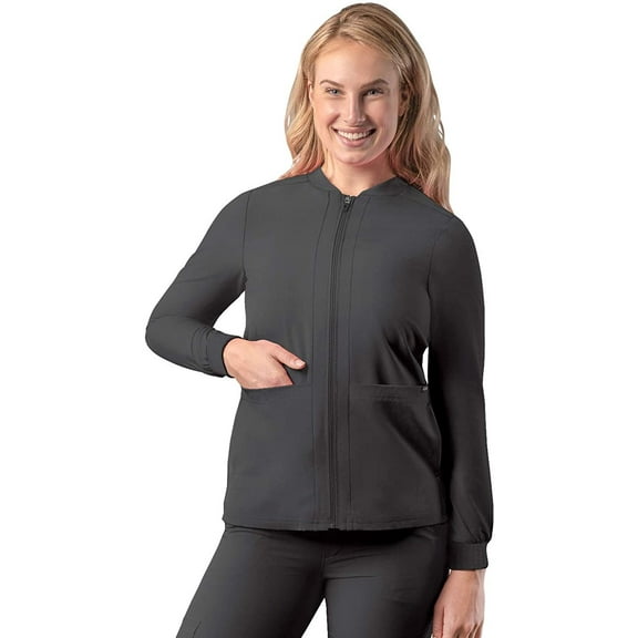Adar Addition Scrubs for Women - Zippered Bomber Scrub Jacket - A6200 - Pewter - XL