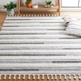 thumbnail image 2 of SAFAVIEH Moroccan Tassel Owen Striped Shag Area Rug, Ivory/Grey, 4' x 6', 2 of 8