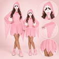 thumbnail image 7 of Salmonnus Pink Glitter Ghost Halloween Costume for Women, Hooded Ghost Costume Dress with Mask, Spooky Horror Halloween Party Cosplay Outfit for Masquerade and Themed Events, 7 of 7