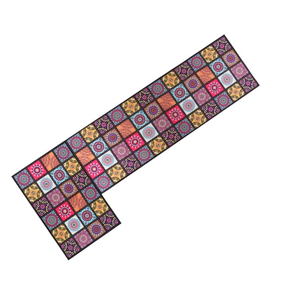 Boho Floral Kitchen Rug Mat Set of 2, Colorful Floor Runner Rug Mat with Non Slip Rubber Backed for Home Kitchen Decor, 15.75''x23.62'' 15.75''x47.24''