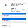 thumbnail image 2 of Right Headlight Assembly - Compatible with 2000 - 2004 Toyota Tundra 2001 2002 2003, 2 of 2