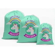 Darling Souvenir Green Rainbow & Unicorn Birthday Party Supplies Favor Bags Gift Pouches 15 Pieces