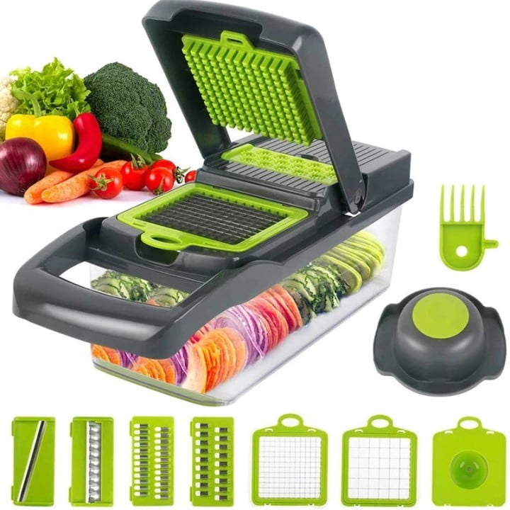 [big Size]Vegetable Choppers, 14 in 1 Vegetable Cutter, Pro Slicer Dicer, Cutter,Manual Slicer, Xgeek-7 Blade Large Mandoline Kitchen Stainless Steel