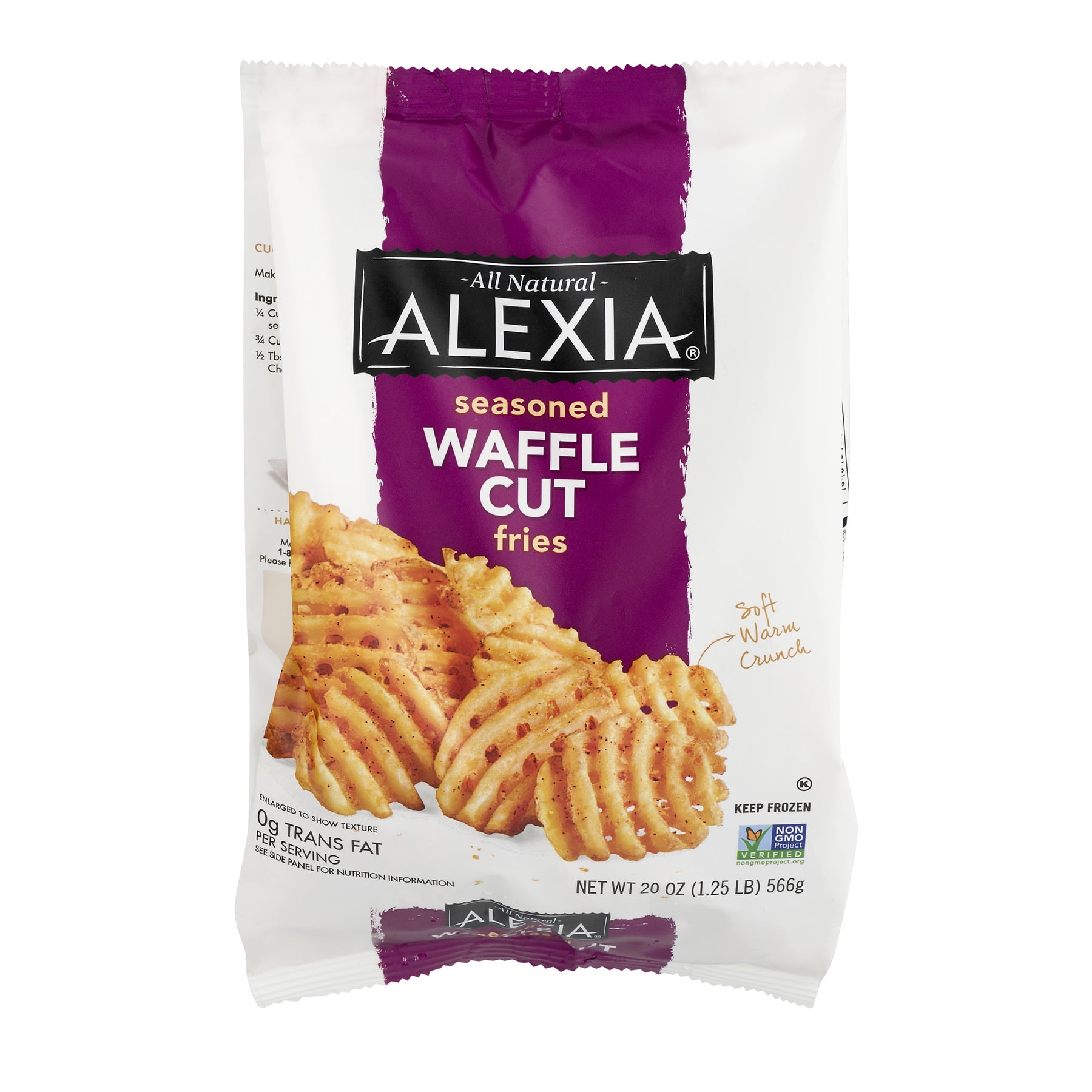 Alexia Seasoned Waffle Cut Fries, NonGMO Ingredients, 20 oz (Frozen