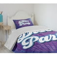 thumbnail image 4 of Ambesonne Colorful Quilted Bedspread Set 2 Pcs, Retro Letter Disco Ball, Twin Size, Purple Blue White, 4 of 6