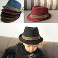 thumbnail image 4 of ievspot 1 Pcs Unisex Kid Boys Girls Fedora Hat Fashion Cool Jazz Cap Pitched Crown Short Brim Hat Cotton Photography Top Sun Hats, 4 of 8