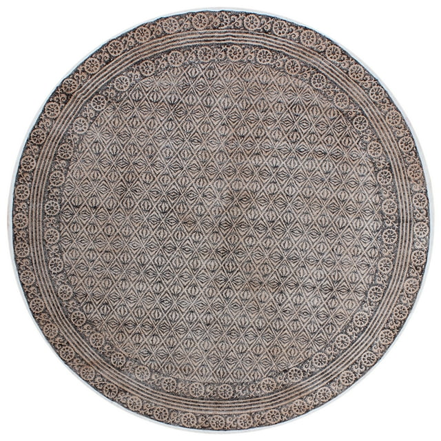 Casavani Tapis de Salle à Manger Rond en Coton Fait Main, Marron 12x12 Pieds