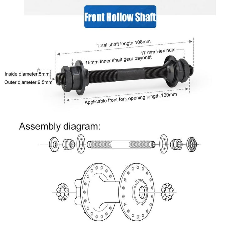 1 Set 9.5mm Quick Release Bearing Hollow Axle of Mountain Bike