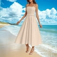 thumbnail image 3 of Up to 65% Off! Fmbrln Womens Summer Adjustable Spaghetti Strap Dress Fashion Sleeveless Square Neck Smocked Patchwork Flowy Midi Dress Beach A Line Sundress, 3 of 5