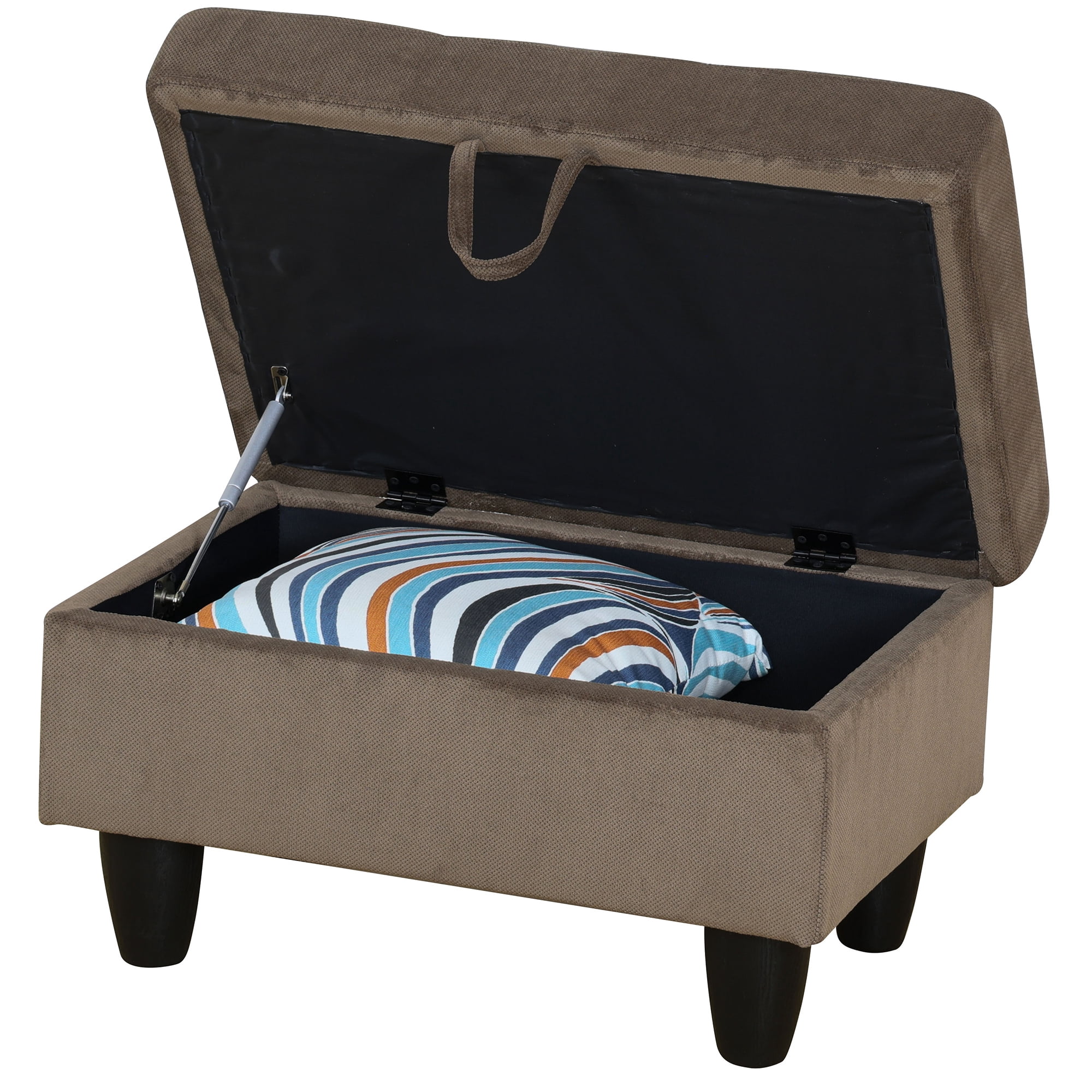 WRTEYEUI Ottoman Rectangular Storage Ottoman Bench, Flannel Footrest Stool Footstool with Lid for Living Room, Bedroom, Entryway, Brown, 28.5"x19"x17.5"