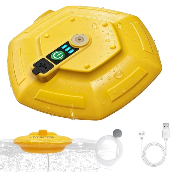IPX7 Floating & Rechargeable Bait Bucket Aerator, Portable Live Bait Aerator,Waterproof & Ultra- Quiet Bubbler, Arcpro Floating Aerator for Fish Tank, Fishing Trips Bait Transportation