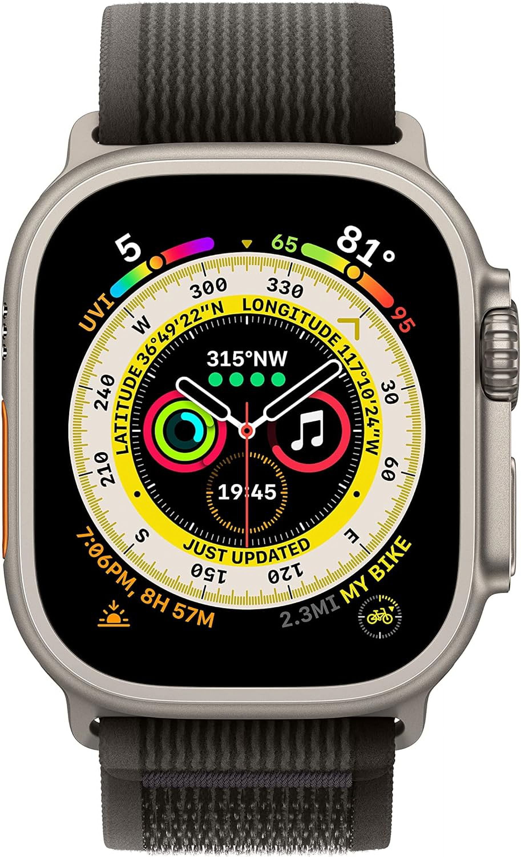 Apple Watch Ultra [GPS + Cellular 49mm] Smart Watch w/Rugged Titanium Case & Black/Gray Trail Loop M/L.