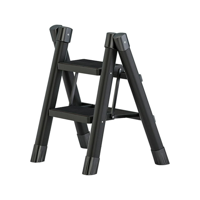 Folding Ladder Space Saving Non Slip Thickened Foldable Black Folding Step Stool Two layers