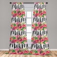 thumbnail image 4 of Ambesonne Nature Art Curtains, Hibiscus and Frangipanis, Pair of 28"x63", Pink Black Multicolor, 4 of 5