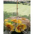 thumbnail image 2 of Outdoor Tablecloth with Umbrella Hole Zipper Sunflowers Farmhouse Round Tablecloth 54" Waterproof Outside Table Cloth Country Botanical Floral Wooden Patio Table Cover Tablecloths for Picnic Party, 2 of 8