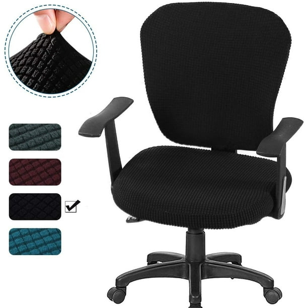 Funda para silla de oficina, 2 piezas, elástica, para ordenador, oficina, universal, para asiento de silla, fundas elásticas para silla giratoria, fundas protectoras lavables de licra para
