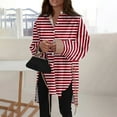 thumbnail image 2 of Ovticza Womens Button Down Shirts Casual Long Sleeve Dress Shirt Striped Print Oversized Work Blouse Top Watermelon Red 5XL, 2 of 6