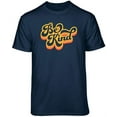 thumbnail image 2 of Teelocity Be Kind Retro Graphic T-Shirt (Small - Standard Fit, Navy Orange Art), 2 of 4