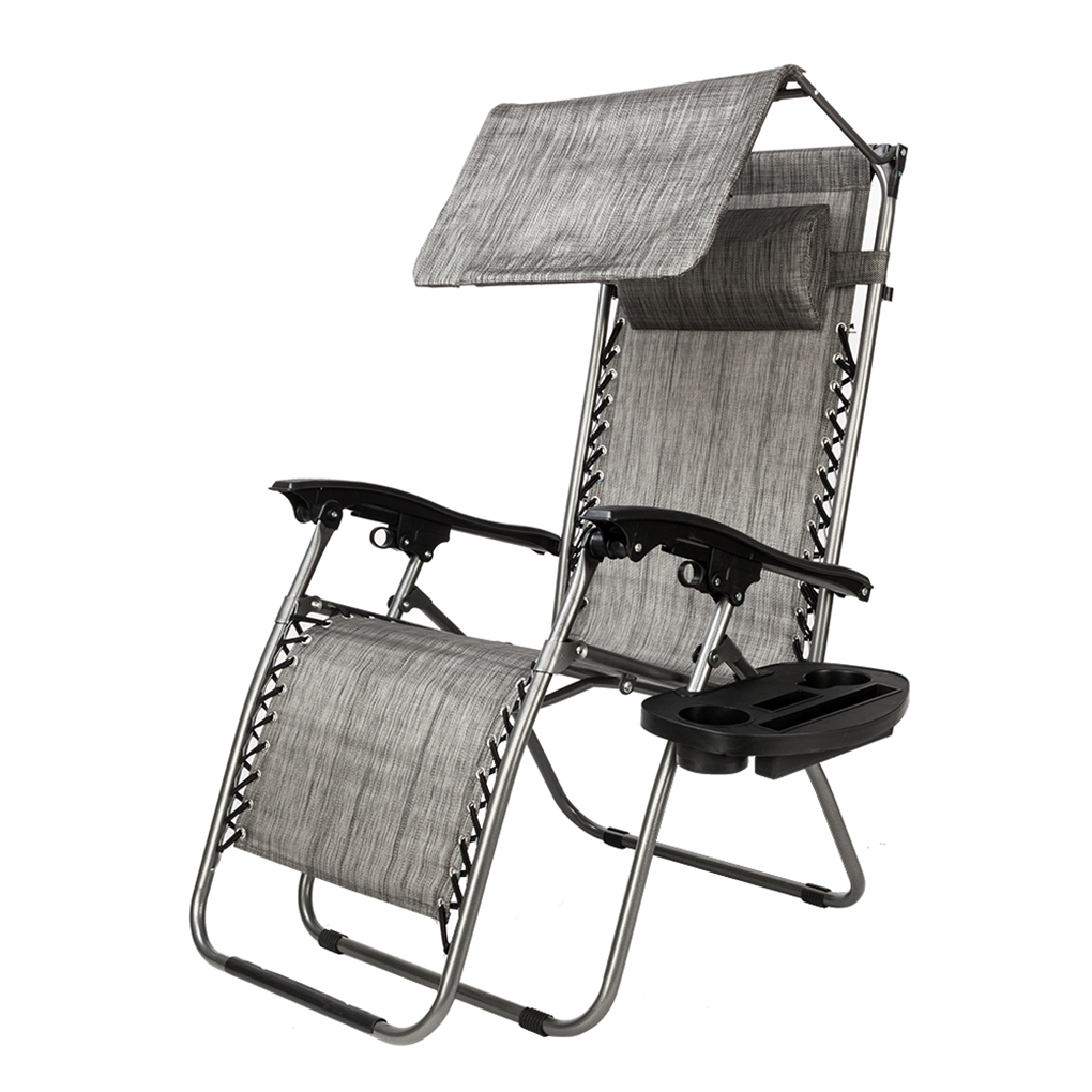 Zero Gravity Canopy Folding Chair Poolside Backyard Beach Outdoor Lounge Recliner Reclining Sun Lounger - image 2 of 7