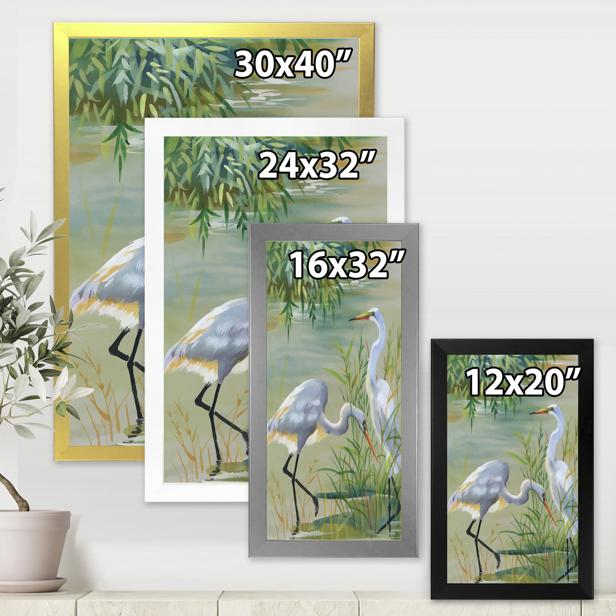 Designart 'Portrait Of Heron Birds I' Traditional Framed Art Print