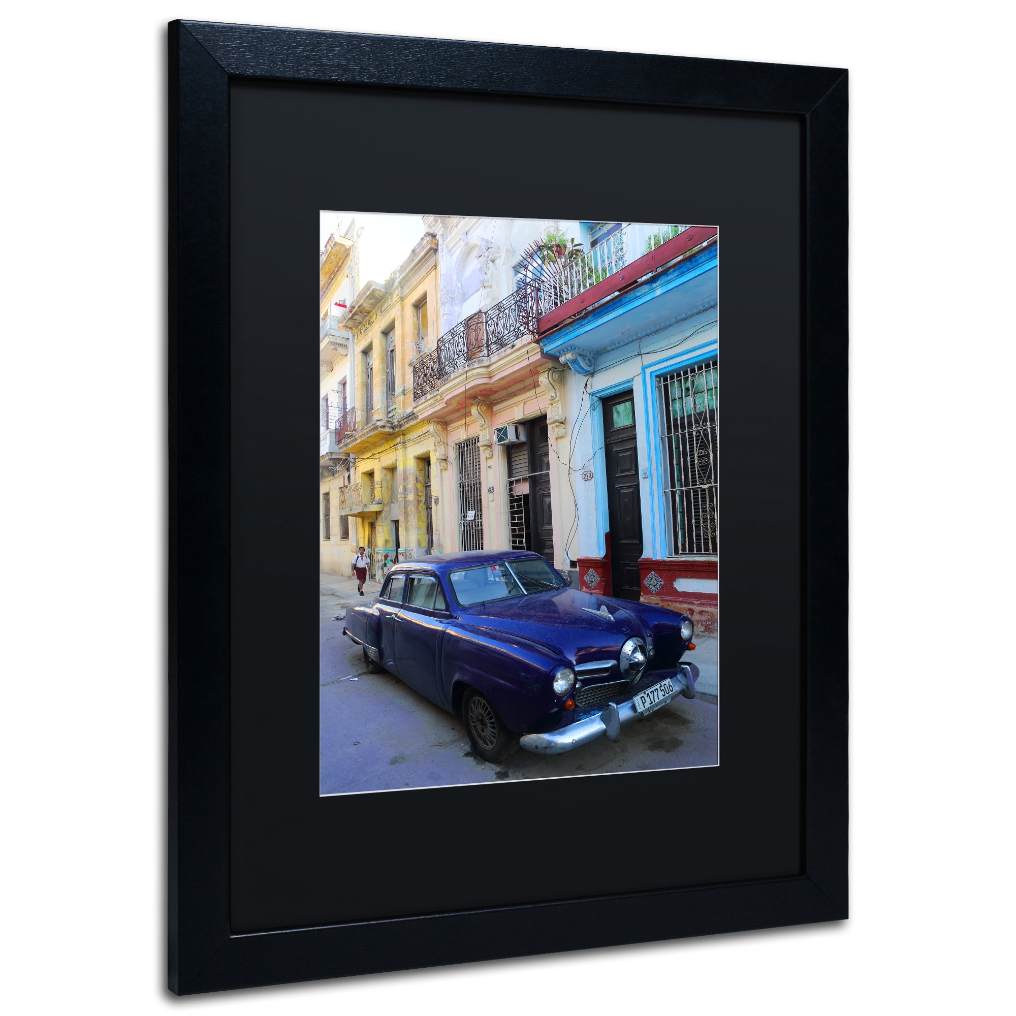 Trademark Fine Art 'Vatage Blue Studebaker in Havana' Black Framed Art by Masters Fine Art