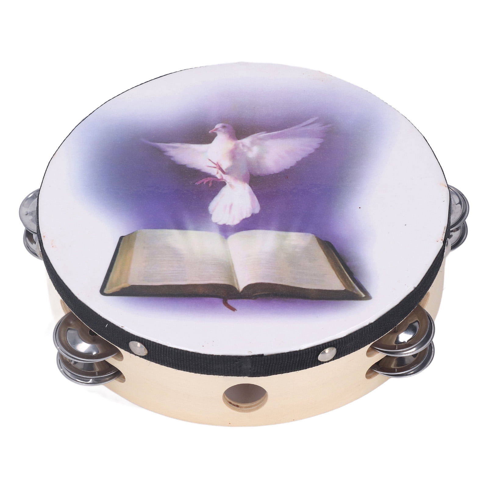 Tambourines, Multipurpose 8 Inch Drum Bell Tambourines Double Row For