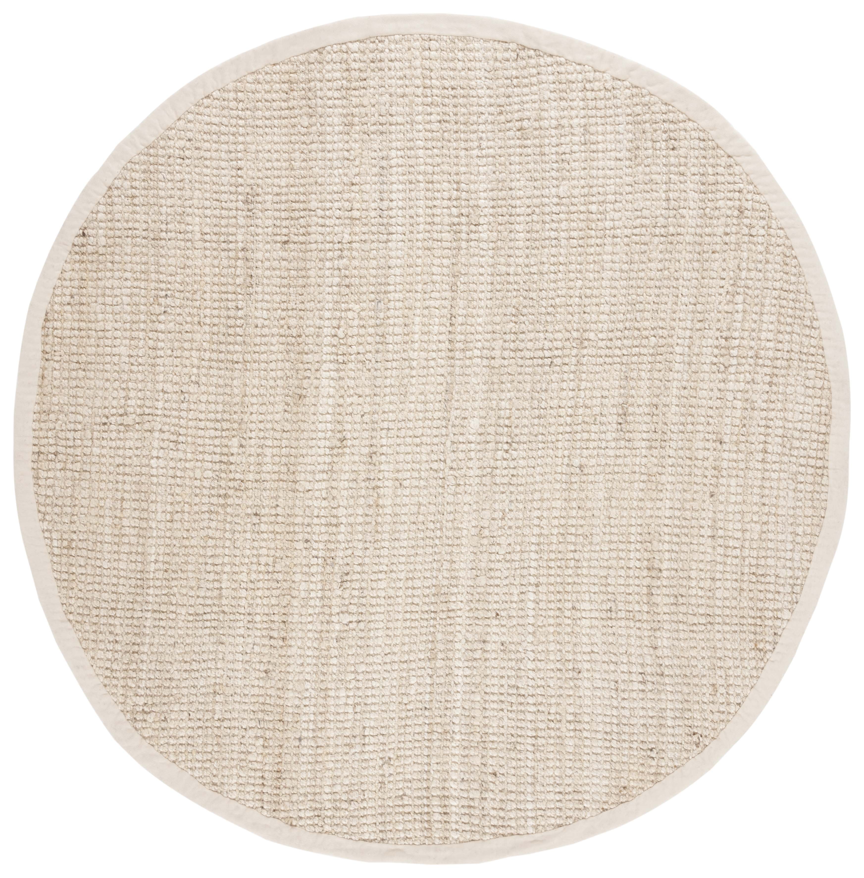 Safavieh Natural Fiber Delmar Solid Area Rug, Bleach/Ivory, 3' x 3' Round
