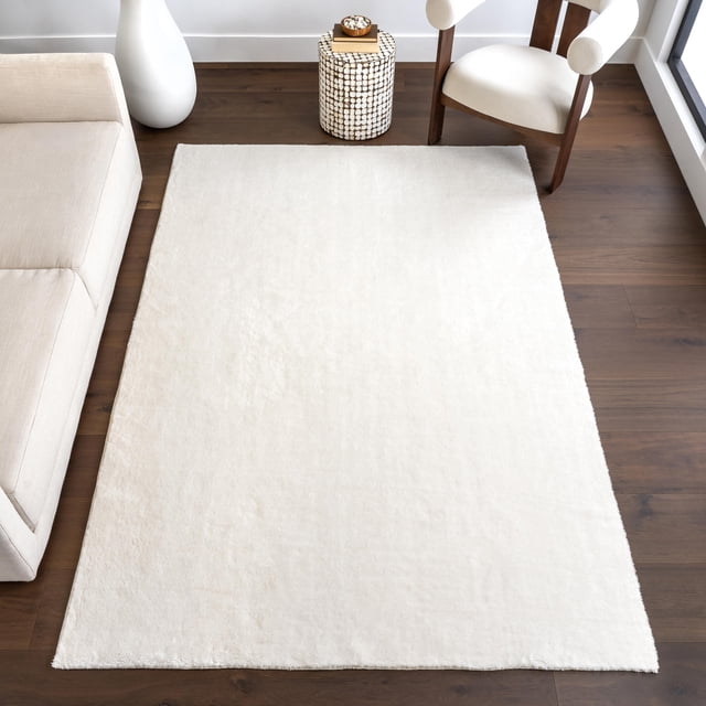 Alfombra NuLoom Cozy Plush Superior Wash Loni, blanca, 120 x 180 cm