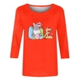 thumbnail image 4 of Xihbxyly Hauts Grande Taille pour Femmes Manches 3/4 T-shirt Imprimé Col Rond de Pâques Manches 3/4 Chandail Col Rond Cadeau de Vacances, 4 of 5