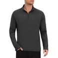 thumbnail image 5 of INSPIRE CHIC Men's 1/4 Pullover Zip Long Sleeve Sun Protection Athletic T-Shirts M Black, 5 of 6