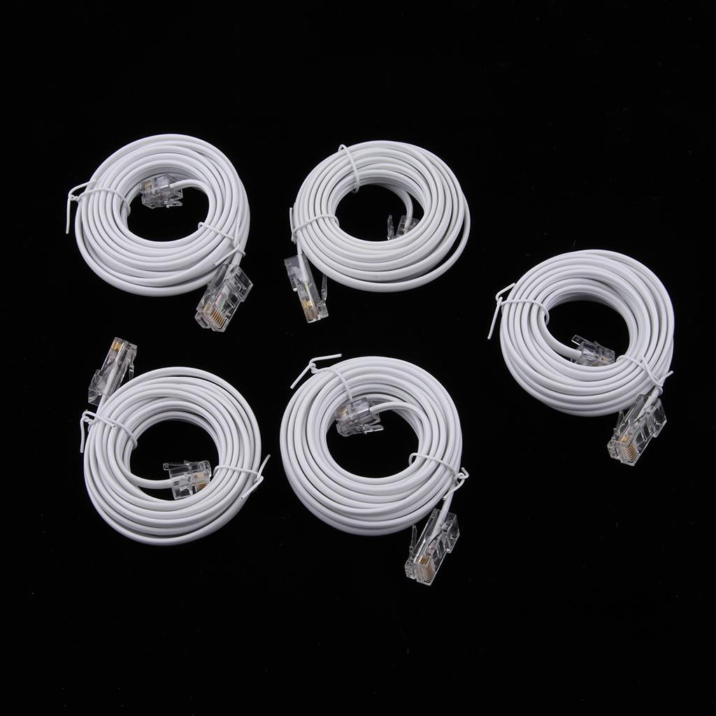 koolsoo 5Pieces To RJ11 Telephone Modem Line Cable DSL Cord 8P4C 6P4C 3Meters