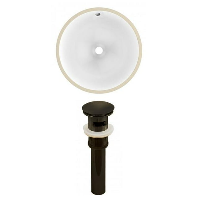 American Imaginations AI-24788 Évier Circulaire de 16,5 Po en Bronze Blanc Frotté à l'Huile