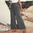 thumbnail image 6 of QUINDOS Wide Leg Pants Women Cotton Linen Summer Pants for Women Pull on Drawstring Pants With Pockets, 6 of 8