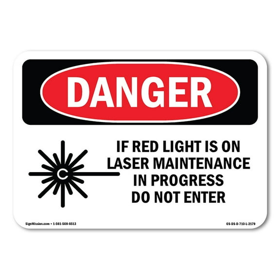 OSHA Danger Sign - If Red Light Is On Laser | Decal | Protect Your Business, Construction Site, Warehouse & Shop Area |  Made in The USA
