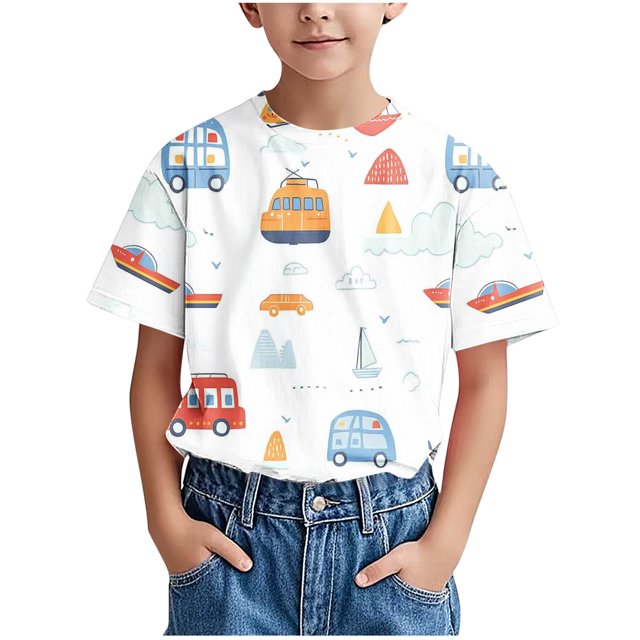 COM1950s Robe à Manches Courtes, Chemise Tendance pour Enfant T-Shirt Imprimé Col Rond Confortable Ample T-Shirt Blouse à Manches Courtes Hauts Décontractés