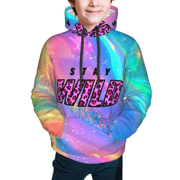 Ben Azelart Stay Wild Hoodies Pullover For Boys Girls 3d Printed Hooded Sweatshirt Long Sleeves Small