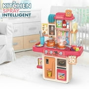 little tikes kitchen set for toddlers with Role Play Accessories, Realistic Light Sound Steam Simulation, Real Cooking and Water Boiling Sounds, Water Outlet
