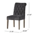 thumbnail image 3 of GDF Studio Emerson Contemporary Tufted Rolltop Dining Chairs, Set of 2, Dark Gray Fabric and Matte Black, 3 of 8
