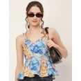 thumbnail image 5 of Moomaya Printed Peplum Tops For Women, Noodle Strap Blouse Top W/ Styles Back, 5 of 9