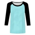 thumbnail image 4 of zaveiop Women's Color Block 3/4 Raglan Sleeves T-Shirt Loose Crew Neck Casual Tops Trendy Basic Pullover Casual Outfits 2025 (Z-Light Blue, XL), 4 of 6